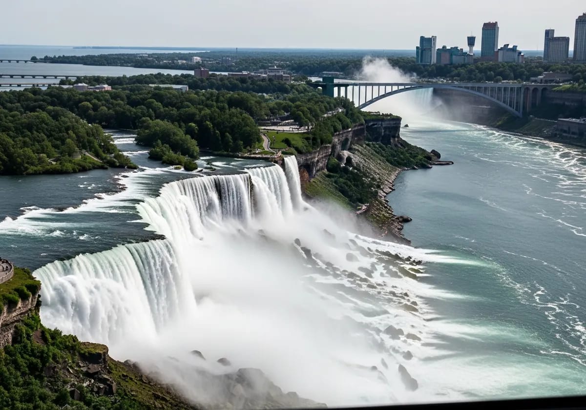 American Falls and Bridal Veil Falls seen from the air